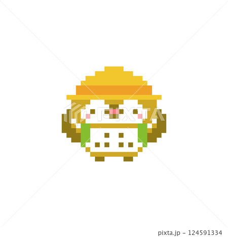 小学生の万歳するフクロウのドット絵 124591334