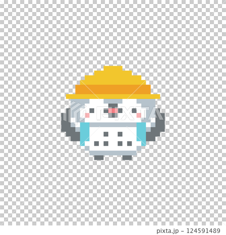 像素化繪圖，一隻灰色貓頭鷹為一名小學生加油 124591489