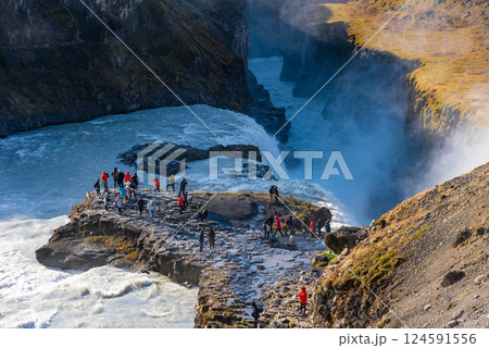 Icelandic Waterfall Gullfoss - Golden Falls 124591556