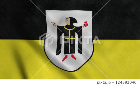 Munich city and state of Germany flag waving in the wind. 3d illustration 124592040