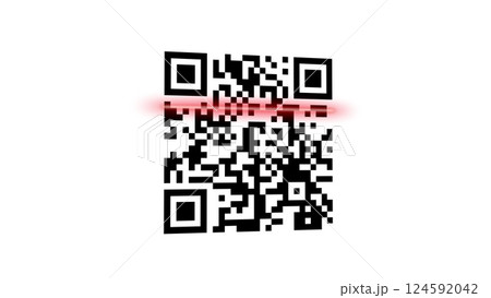 QR code being scanned with a red laser. 3d illustration QR code being scanned with a red laser. 3d illustration 124592042
