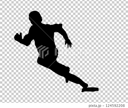 野球・ベースランニングのシルエット 124592208