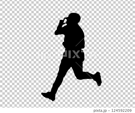 野球・ベースランニングのシルエット 124592209
