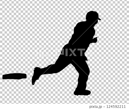 野球・ベースランニングのシルエット 野球・ベースランニングのシルエット 124592211