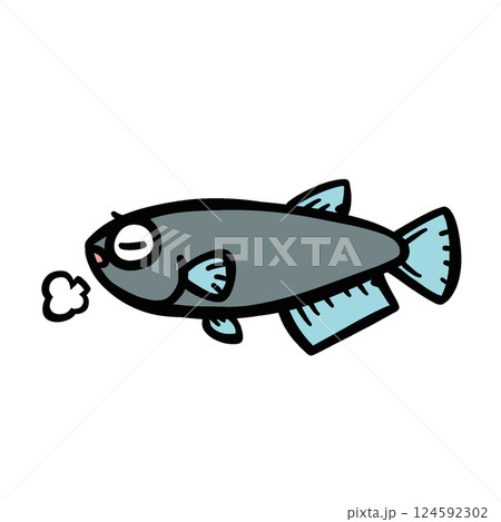 シンプルな悲しむメダカのイラスト 124592302
