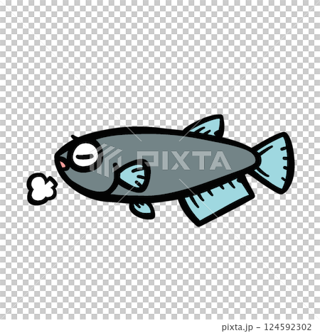 シンプルな悲しむメダカのイラスト 124592302