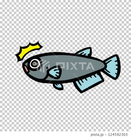 シンプルなビックリするメダカのイラスト 124592303