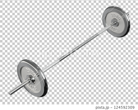 Cast Iron Black Adjustable Barbell, weightlifting gym equipment, side view, isolated on white background. 3D illustration Cast Iron Black Adjustable Barbell, weightlifting gym equipment, side view, isolated on white background. 3D illustration 124592309