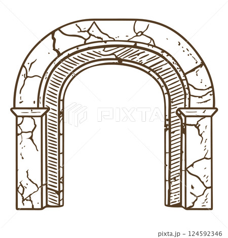 Antique stone arch illustration with classical design features, AI Generative Antique stone arch illustration with classical design features, AI Generative 124592346