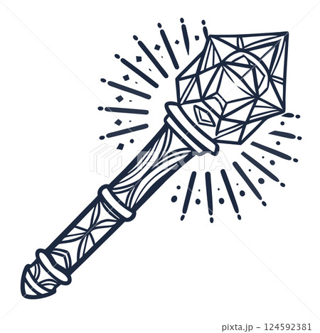 ornate scepter illustration with gemstone and intricate patterns, AI Generative ornate scepter illustration with gemstone and intricate patterns, AI Generative 124592381