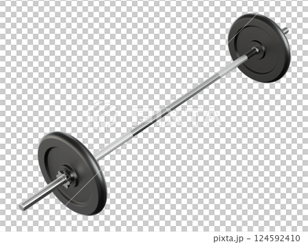 Cast Iron Black Adjustable Barbell, weightlifting gym equipment, side view 124592410