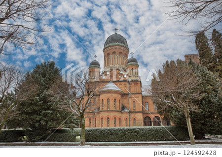 Chernivtsi National University Three Hierarchs Church in winter, Ukraine. Chernivtsi National University Three Hierarchs Church in winter, Ukraine. 124592428