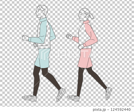 慢跑男女夫婦跑步 124592440