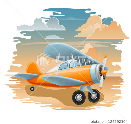 retro aircraft vintage airplane old plane vector illustration 124592504