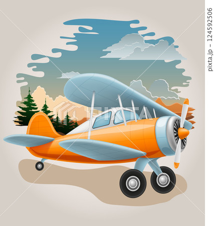retro aircraft vintage airplane old plane vector illustration 124592506