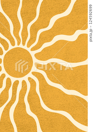Groovy summer sun with wavy rays and vintage...のイラスト素材 [124592699] - PIXTA