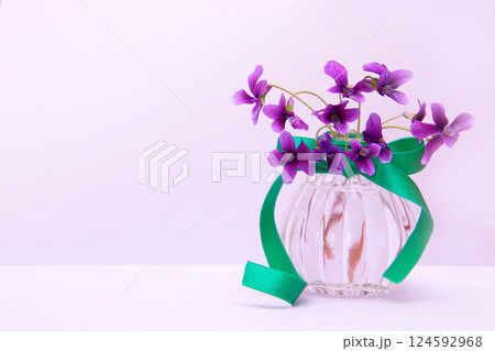 山野草 10 花瓶に生けたスミレの花 山野草 10 花瓶に生けたスミレの花 124592968