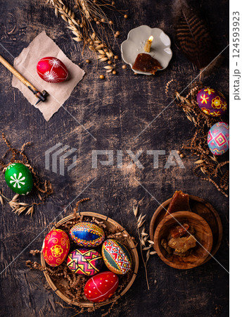 Traditional Ukrainian painting Easter eggs 124593923