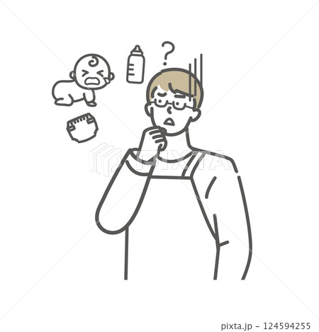 育児に悩む主夫のイラスト素材 育児に悩む主夫のイラスト素材 124594255