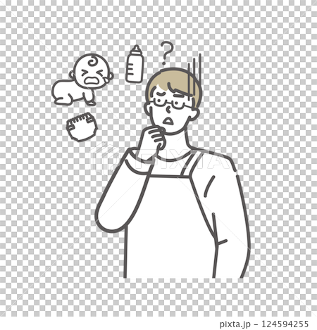 育児に悩む主夫のイラスト素材 育児に悩む主夫のイラスト素材 124594255