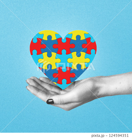 World Autism Awareness Day Concept Collage Illustration 124594351