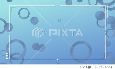 ストライプ柄の円と直線のフレームによるシンプルな背景 - ライトブルー 124595283
