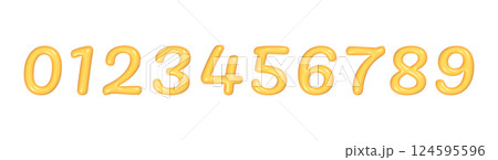inflated yellow numbers from 0 to 9. 3d vector illustration inflated yellow numbers from 0 to 9. 3d vector illustration 124595596