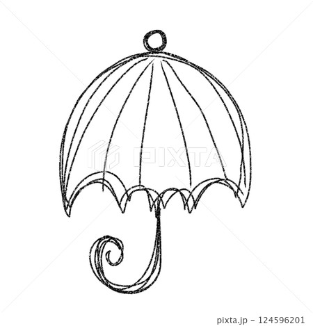 ドーム型の傘の手書きイラスト　線画 124596201