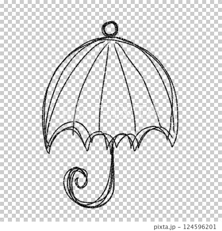 ドーム型の傘の手書きイラスト　線画 124596201