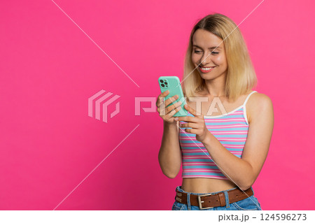 Woman use smartphone typing new post on web message browsing addiction of social networks play game Woman use smartphone typing new post on web message browsing addiction of social networks play game 124596273