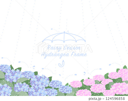 雨の日の紫陽花フレーム 124596858