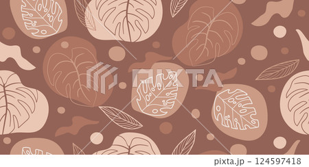 Seamless pattern with abstract exotic leaves vector illustration. 124597418
