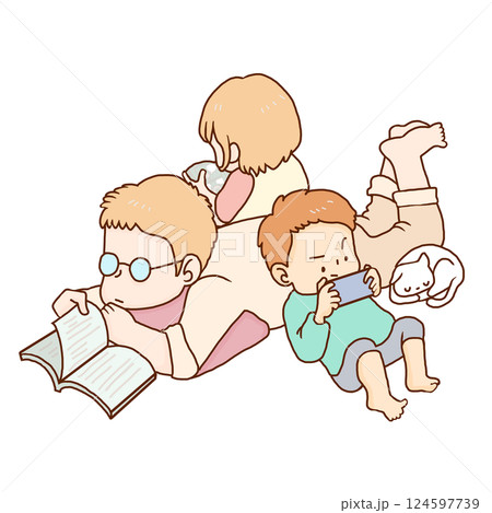 とある休日のパパと子供達 124597739