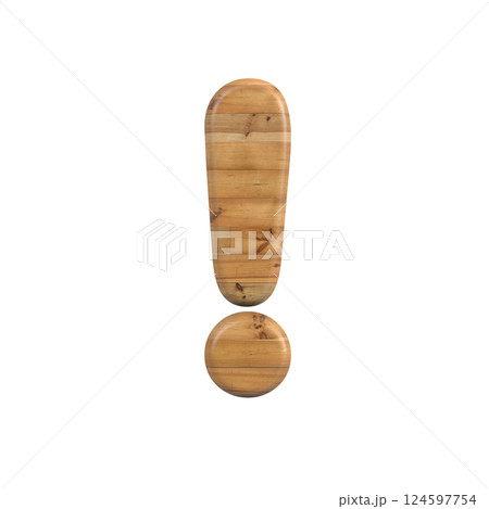 Wood exclamation point - 3d pine symbol - Suitable for Decoration, nature or wood related subjects Wood exclamation point - 3d pine symbol - Suitable for Decoration, nature or wood related subjects 124597754