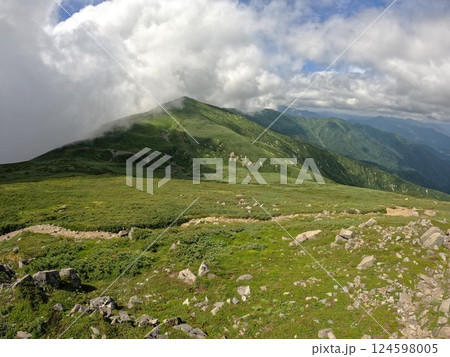 大朝日岳から中岳への稜線 124598005