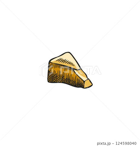 Vector watercolor illustration of a piece of cheese, colored hand sketch. 124598040
