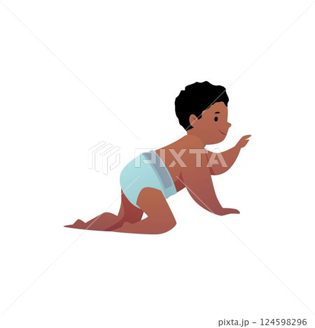 Vector illustration of baby boy in diaper. Isolated background. 124598296