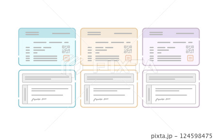 健康保険証（表裏）ベクターアイコンのカラーバリエーションセット 124598475