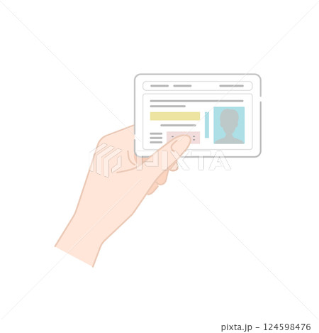 運転免許証を提示するベクターイラスト (線画・フラット) 124598476