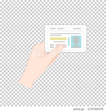 運転免許証を提示するベクターイラスト (線画・フラット) 124598476