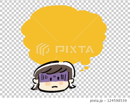 Hand-drawn illustration of a girl with a pale face in a speech bubble frame Hand-drawn illustration of a girl with a pale face in a speech bubble frame 124598539