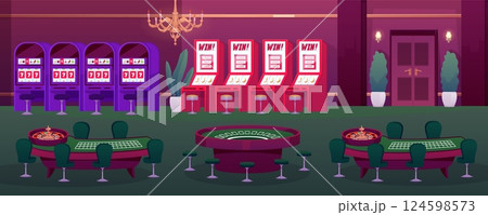 Slot machines and poker tables in casino...のイラスト素材 [124598573] - PIXTA