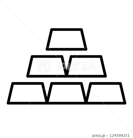 山積みの金塊のモノクロアイコン 山積みの金塊のモノクロアイコン 124599251