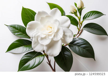 くちなしの花とツボミ 124599323