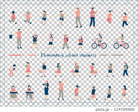 Elementary school student character set 124599900