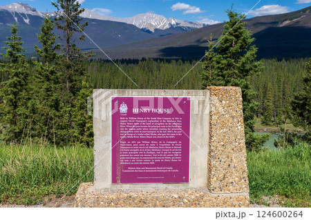 Jasper, Alberta, Canada. Monument of Henry House National Historic Site in Jasper National Park. 124600264