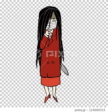 Illustration of a woman with a slit mouth Illustration of a woman with a slit mouth 124600333