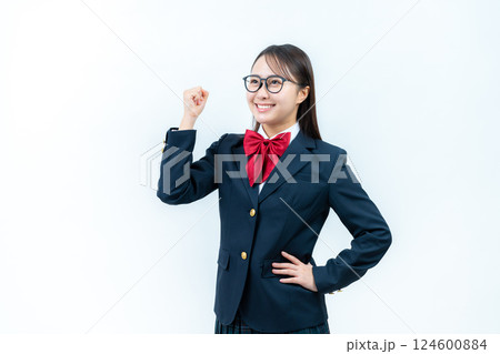 眼鏡をかけた女子高生 眼鏡をかけた女子高生 124600884