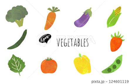 可愛い野菜のイラストセット 可愛い野菜のイラストセット 124601119