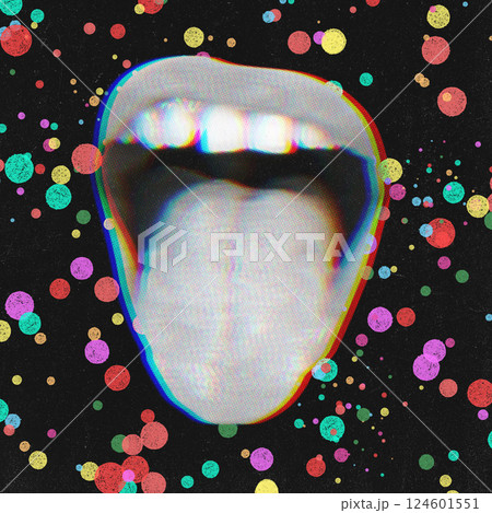Abstract woman mouth with tongue Abstract woman mouth with tongue 124601551